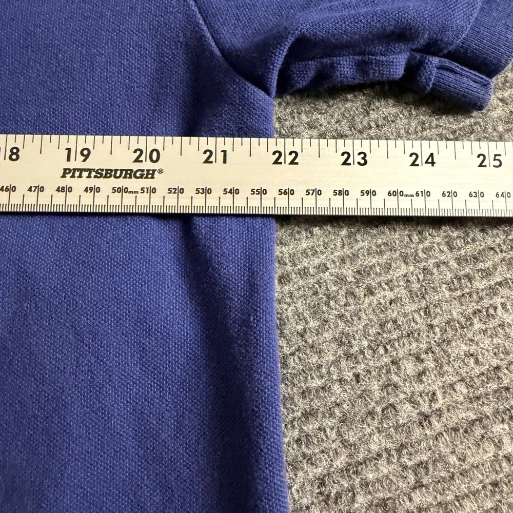 Polo Ralph Lauren Mens Blue Pique Polo Shirt Orange Pony Logo Size Large‎ L